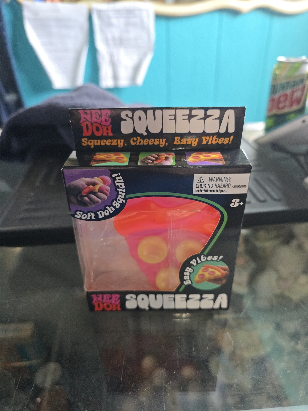 Nee Doh Squeeza Pizza Squeeze Toy - Pink & Yellow